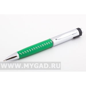 Ручка флэш зеленого цвета с кожаной вставкой 350.G.8gb