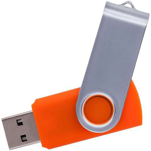 Оранжевая флешка 4 гб, металл и пластик soft-touch «ТВИСТ»