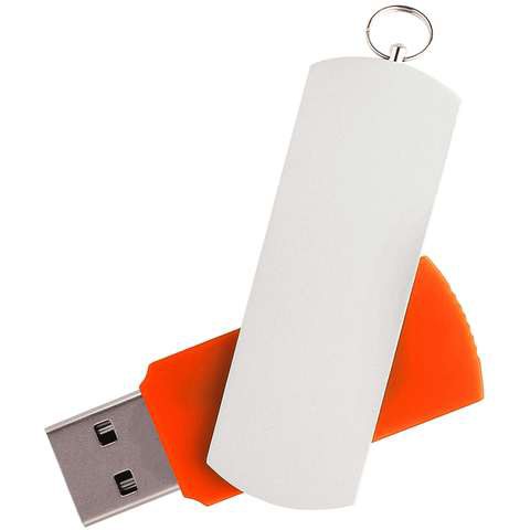 Оранжевая флешка 8 гб, металл и пластик soft-touch «ЕЛЕГАНКЕ»