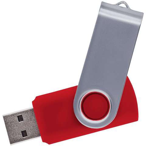 Красная флешка 64 гб, металл и пластик soft-touch «ТВИСТ»