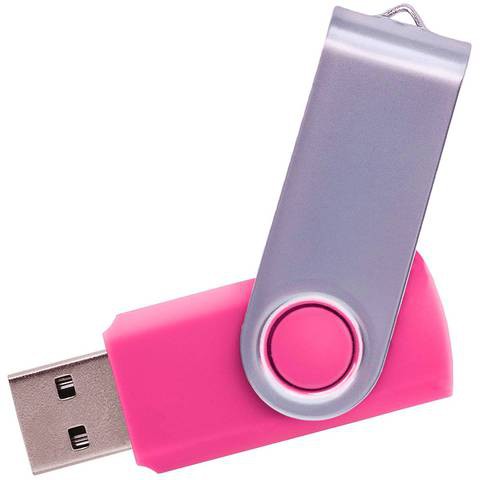 Флешка 64 ГБ розовая, металл и пластик soft-touch «ТВИСТ»