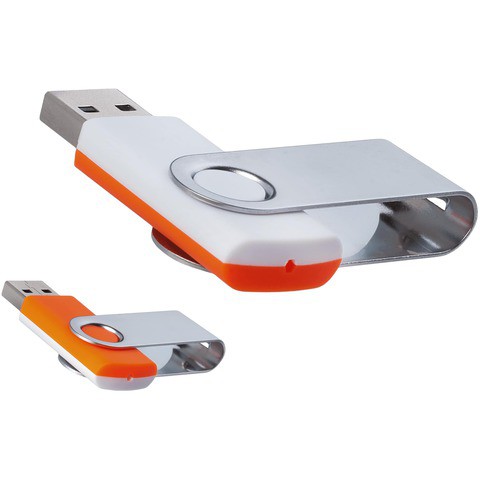 Бело-оранжевая флешка 8 гб, металл и пластик soft-touch «ТВИСТ-МИКС»