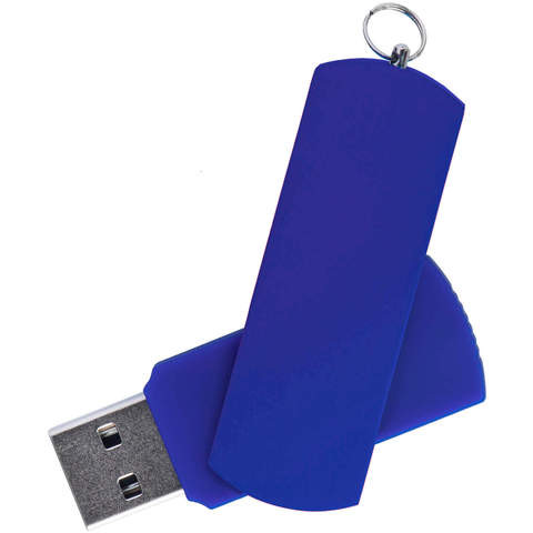 Синяя с синим флешка 8 гб, металл и пластик soft-touch «ЕЛЕГАНКЕ-КОЛОР»