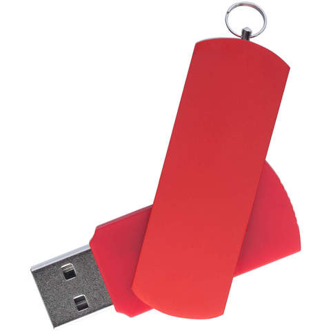 Флешка 8 ГБ красная с красным, металл и пластик soft-touch «ЕЛЕГАНКЕ-КОЛОР»