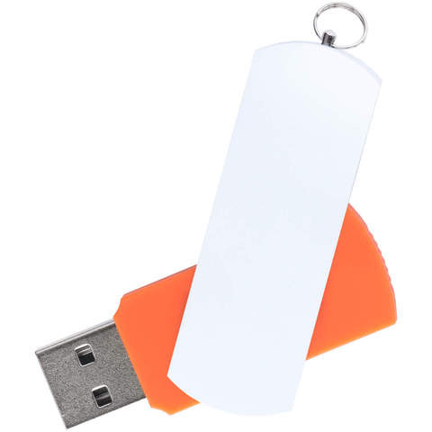 Флешка 8 ГБ оранжевая с белым, металл и пластик soft-touch «ЕЛЕГАНКЕ-КОЛОР»