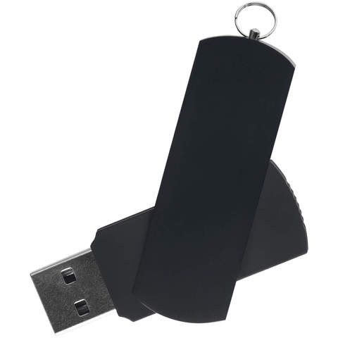 Флешка 16 ГБ черная с черным, металл и пластик soft-touch «ЕЛЕГАНКЕ-КОЛОР»