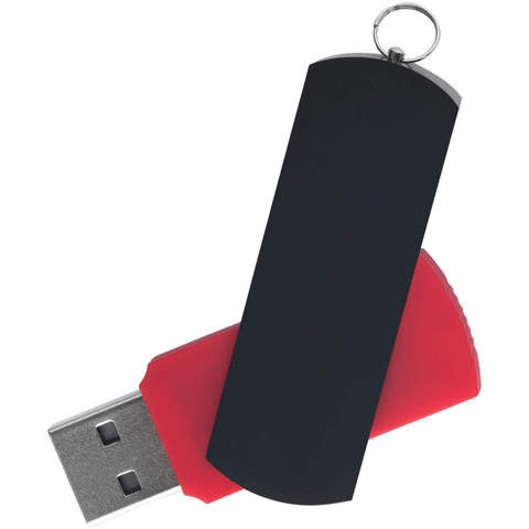 Флешка 16 ГБ красная с черным, металл и пластик soft-touch «ЕЛЕГАНКЕ-КОЛОР»