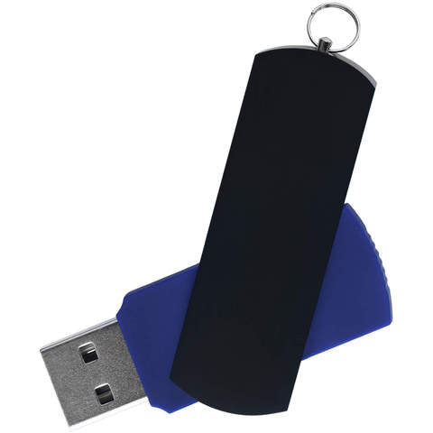 Темно-синяя с черным флешка 16 гб, металл и пластик soft-touch «ЕЛЕГАНКЕ-КОЛОР»