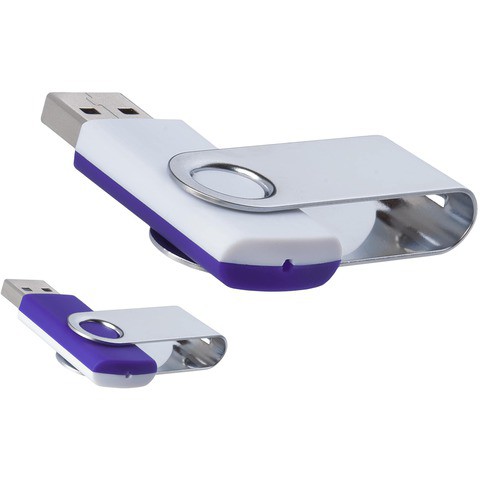 Бело-фиолетовая флешка 32 гб, металл и пластик soft-touch «ТВИСТ-МИКС»