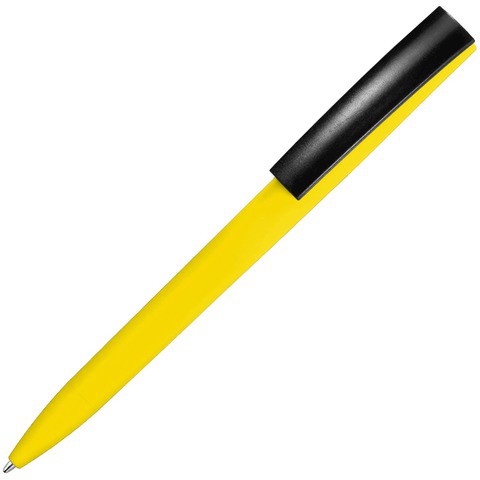 Желтая с черным ручка, пластик и soft-touch «ЗЕТА-СОФТ-МИКС»