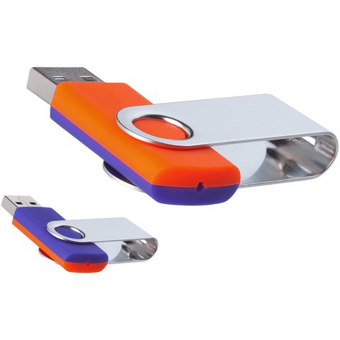 Флешка 32 ГБ оранжево-фиолетовая, металл и пластик soft-touch «ТВИСТ-МИКС»
