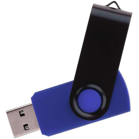 Синяя с черным флешка 32 гб, металл и пластик soft-touch «ТВИСТ-КОЛОР-МИКС»