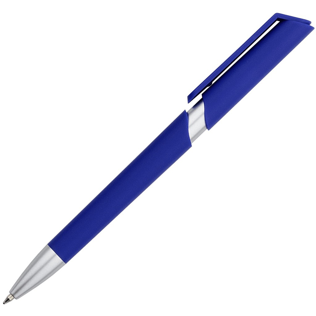 Картинка Ручка синяя, пластик и soft-touch «ЗООМ-СОФТ»