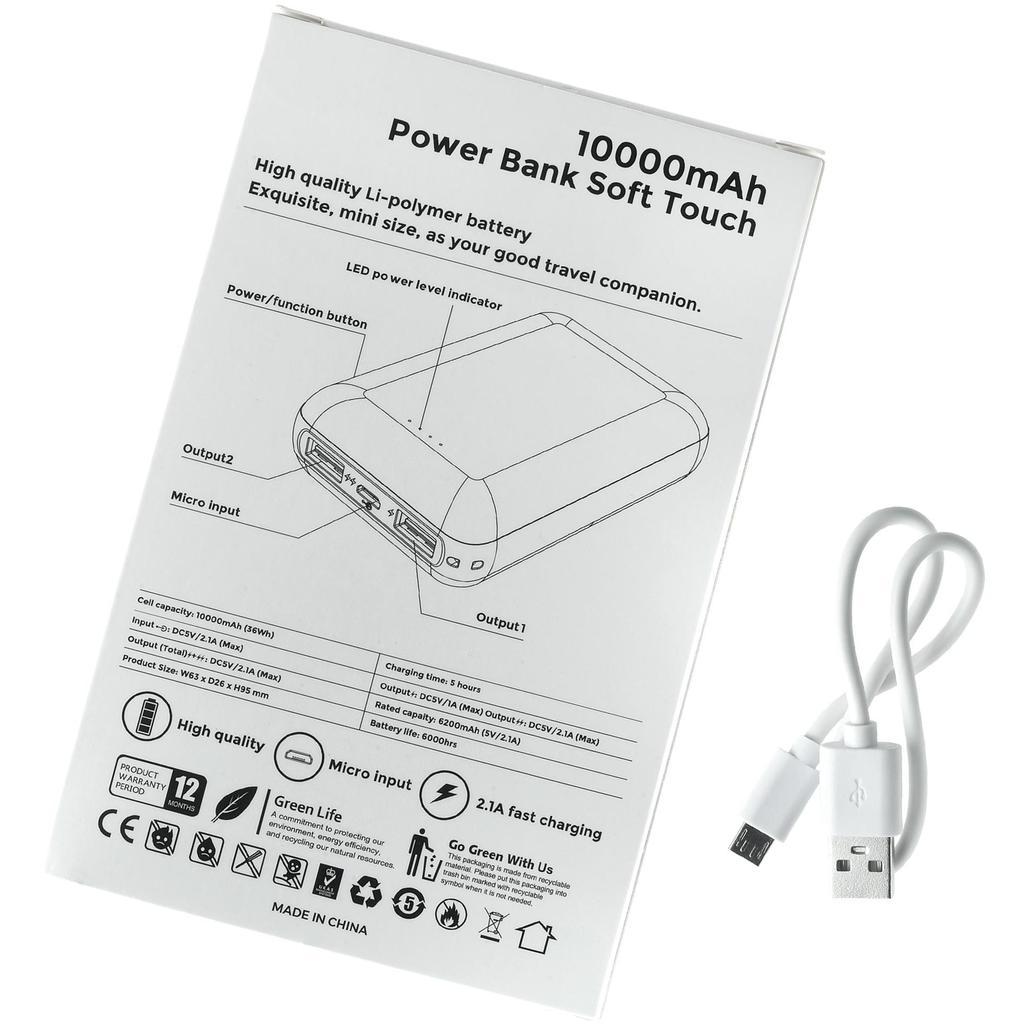 Фото Белый внешний аккумулятор candy soft, 10000 ма·ч, пластик и soft-touch