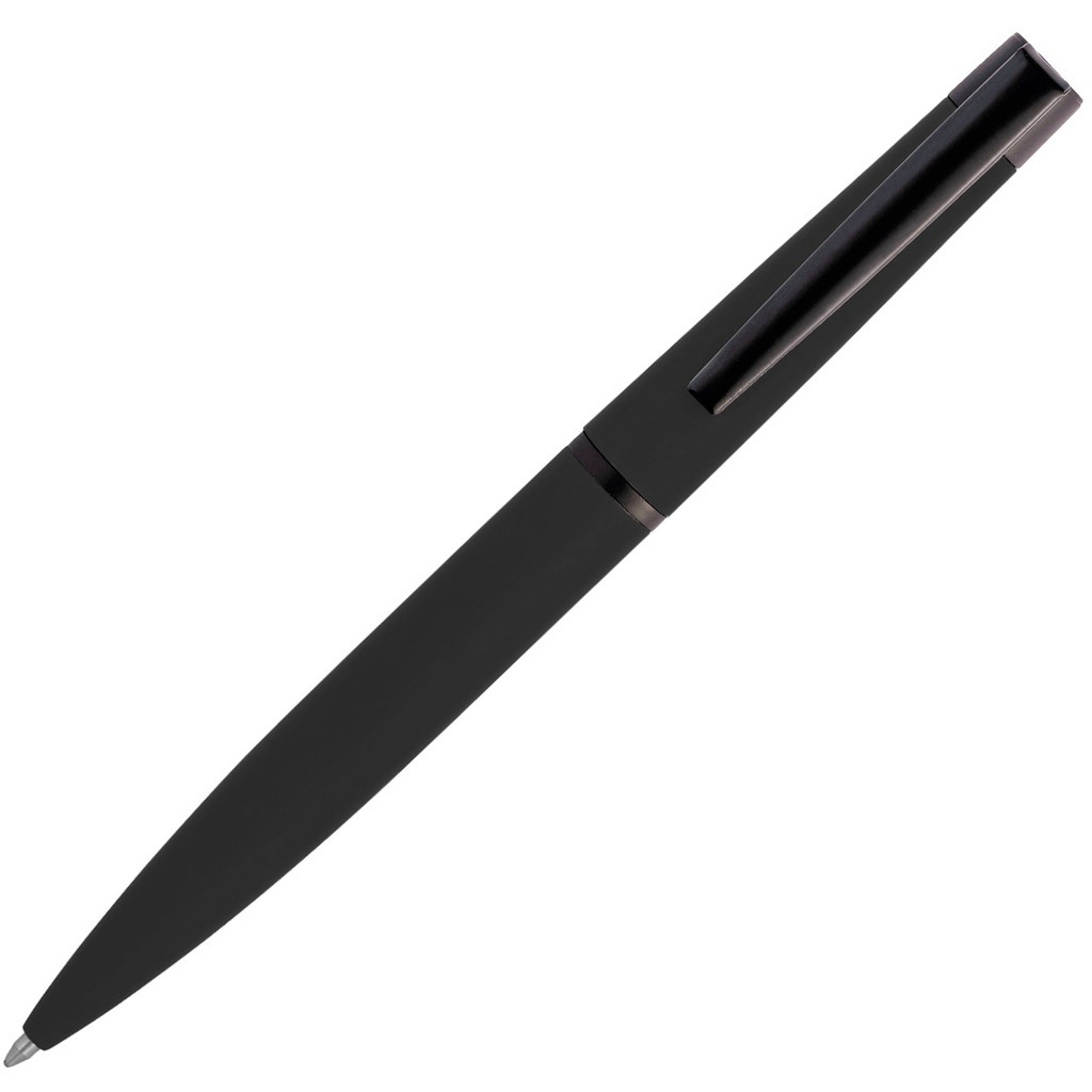 Фотография Ручка черная полностью, металл и soft-touch «ГРОМ-СОФТ-МИРРОР»