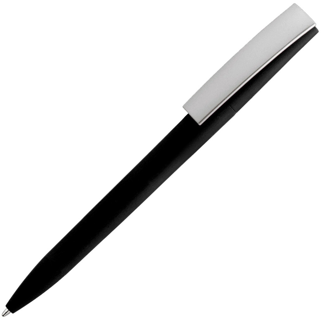 Макет Ручка черная с серебристым, пластик и soft-touch «ЗЕТА-СОФТ-МИКС»