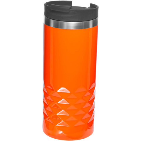 Термокружка 350мл. оранжевая с черной крышкой, металл и пластик «НЕКСТ»
