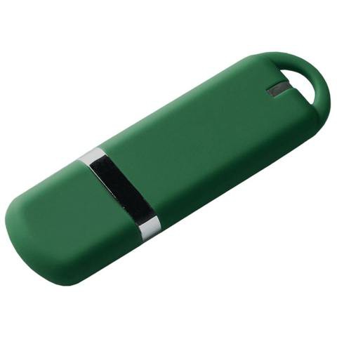 Зеленая флешка 4 гб, пластик и soft-touch «МИРАКС-СОФТ»