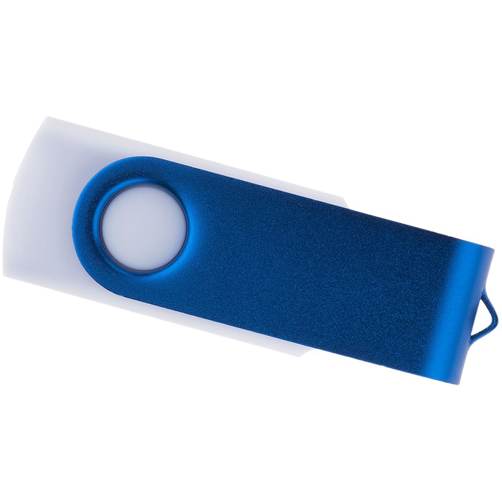 Изображение Белая с синим флешка 4 гб, металл и пластик soft-touch «ТВИСТ-ВХИТЕ-КОЛОР»