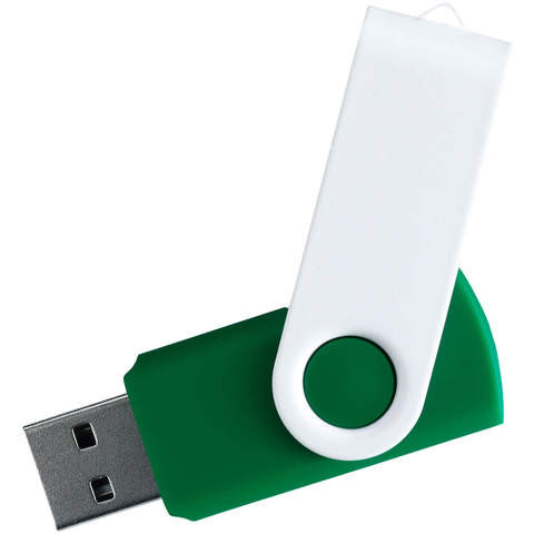 Зеленая с белым флешка 8 гб, металл и пластик soft-touch «ТВИСТ-ВХИТЕ-КОЛОР»