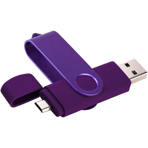 Фиолетовая флешка 16 гб, металл и пластик soft-touch «ТВИСТ-КОЛОР-ОТГ»